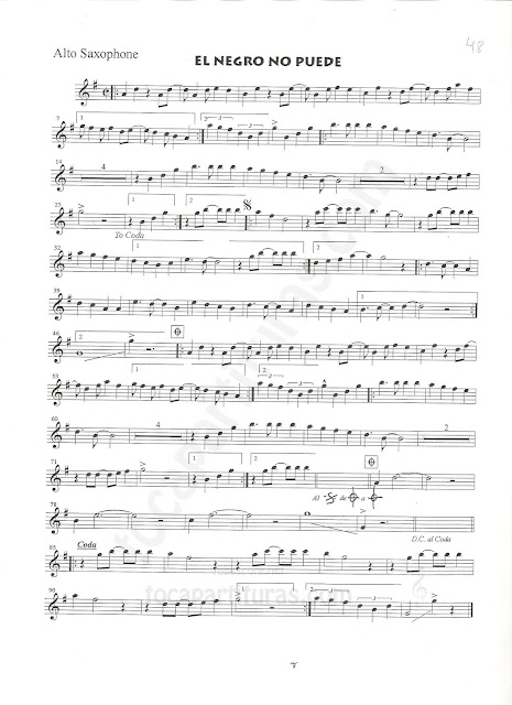  Partitura de El Negro no Puede de Georgie Dann Partitura para Saxofón Alto (sheet music for alto sax)