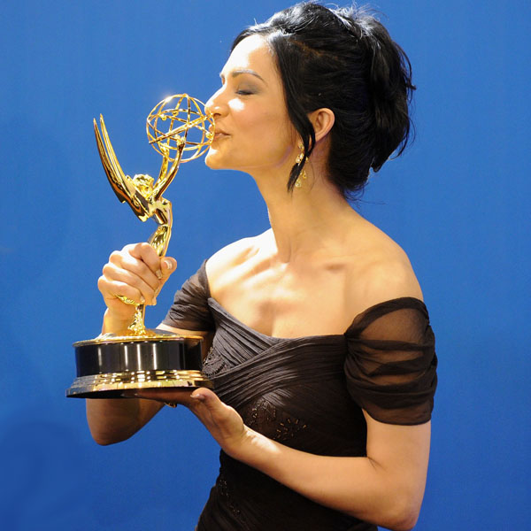 Archie Panjabi the Emmy statuette She is going to take it behind the 