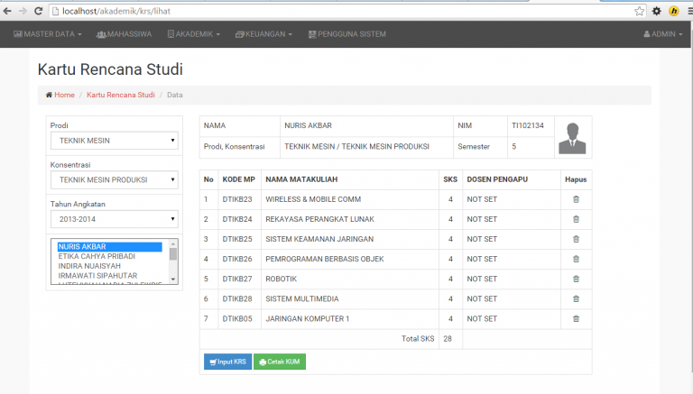 Sistem Informasi Akademik Kampus Berbasis Web PHP ~ CODE 