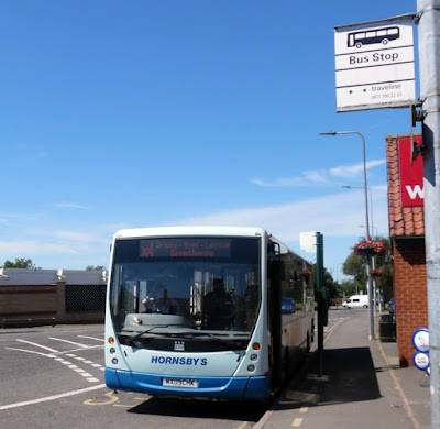 Hornsbys X4 express bus service in Brigg - about to set off for Scunthorpe. The service was introduced in 2017 and is popular with passengers