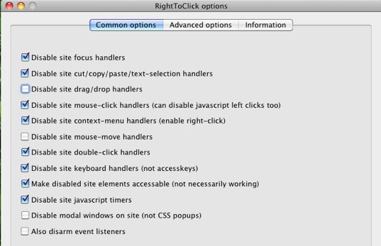 RightToClick options