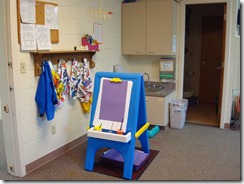 Easel, Sink, and Bathroom