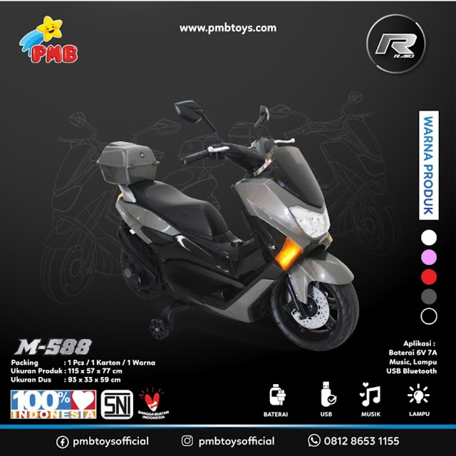 Spesifikasi PMB M-588, Mainan Motor Aki Mirip Nmax 155