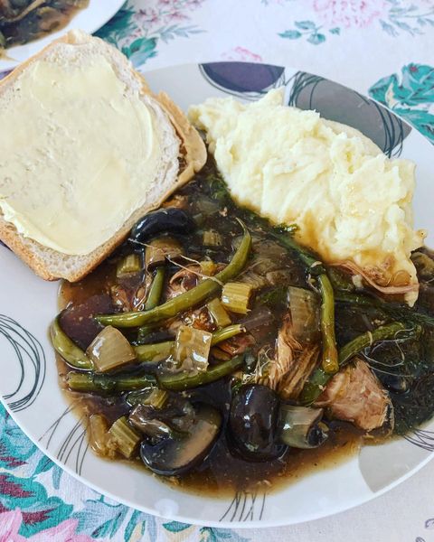 Pork tenderloin & mushroom stew, with mash