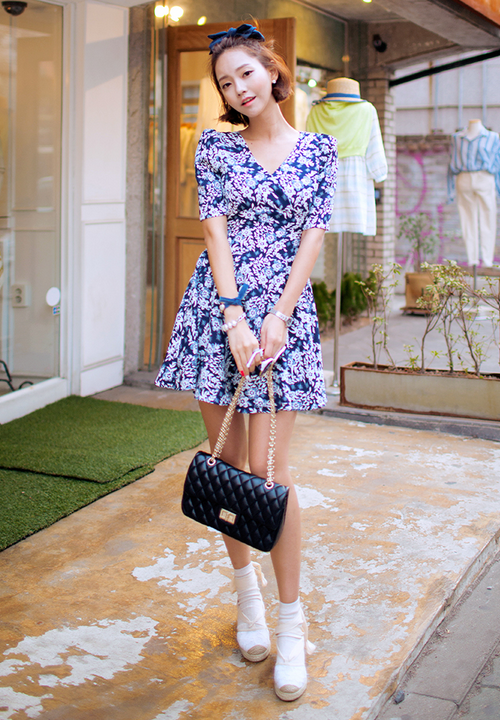 Surplice Floral Dress