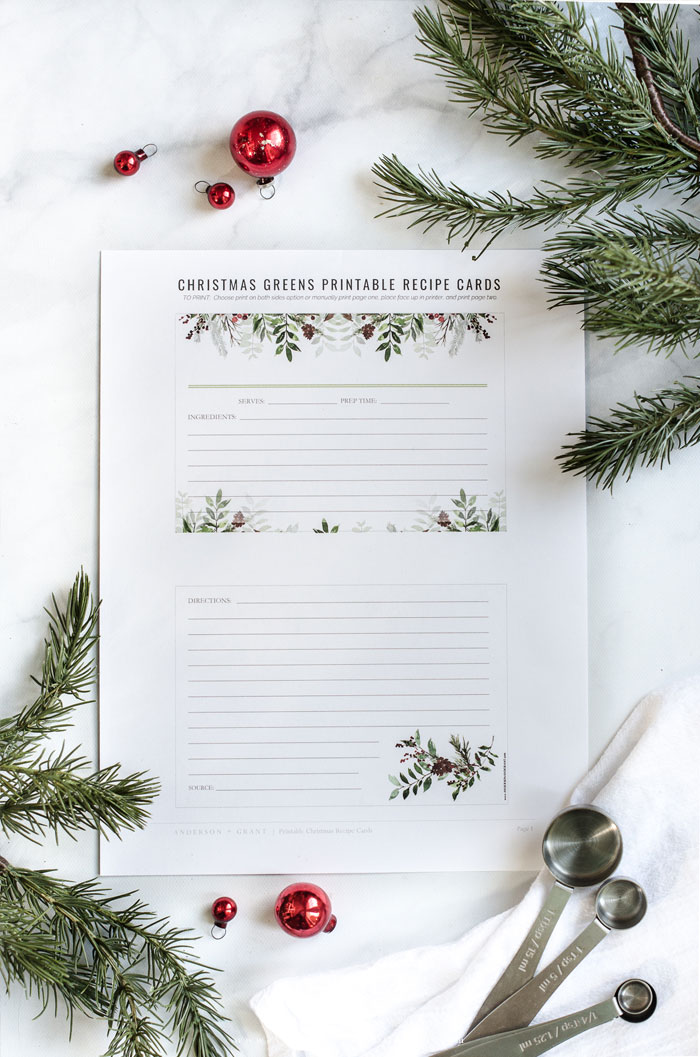 Printable Christmas Recipe Cards