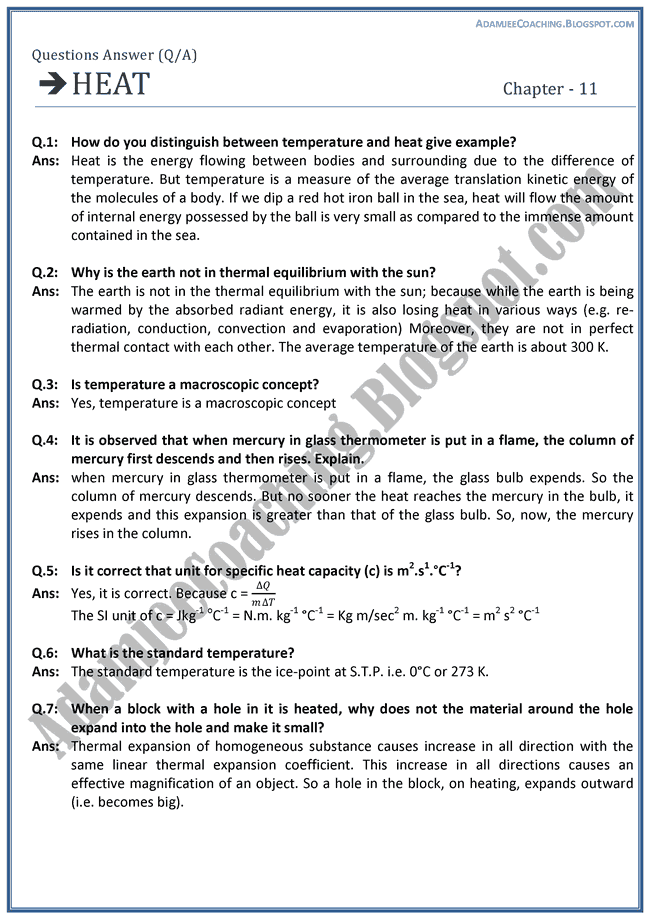 Heat-Question-Answers-Physics-XII