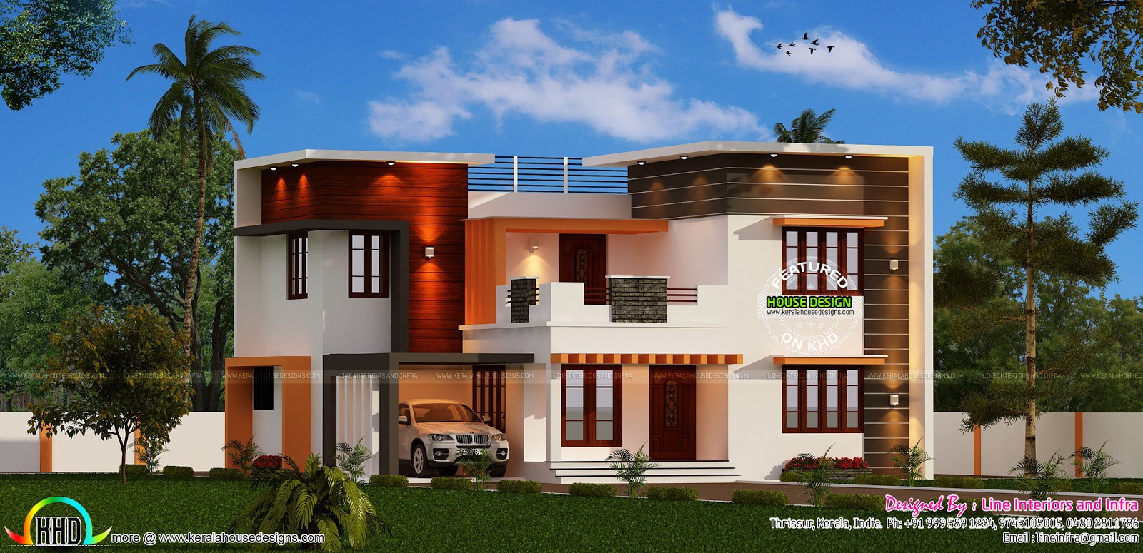  Modern  4 bedroom 3000  sq  ft  Kerala home  design  and floor 