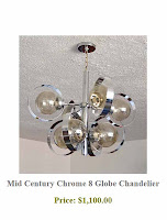 Mid Century Chrome 8 Globe Chandelier