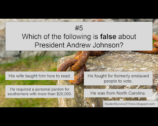 Which of the following is false about President Andrew Johnson? Answer choices include: His wife taught him how to read. He fought for formerly enslaved people to vote. He required a personal pardon for southerners with more than $20,000. He was from North Carolina.