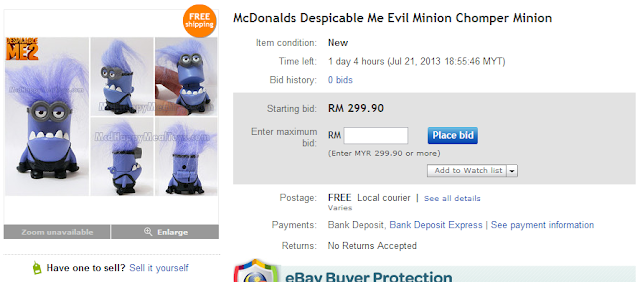 Beli Patung Minion McD Semurah RM499.90 Di eBay - Budak 