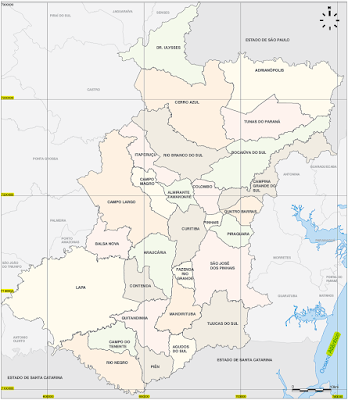 Mapa da Região Metropolitana de Curitiba (RMC)