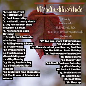 Read Gush Gratitude photo challenge for bookstagram November