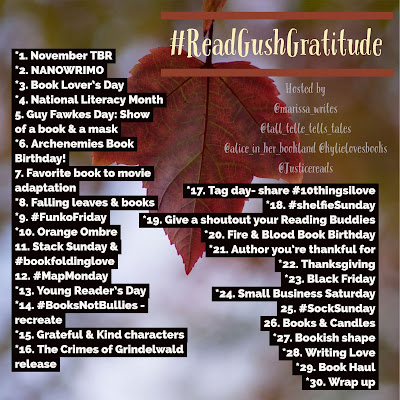 Read Gush Gratitude photo challenge for bookstagram November