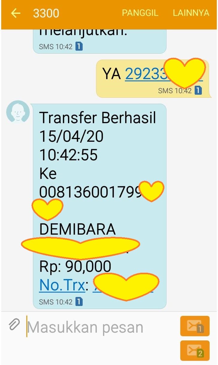 Bukti Transfer Pembayaran Transaksi Catering April 2020 YA