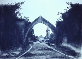 Edzell Arch, Edzell, Angus, Scotland - Charcoal by F. Lennox Campello, 1991