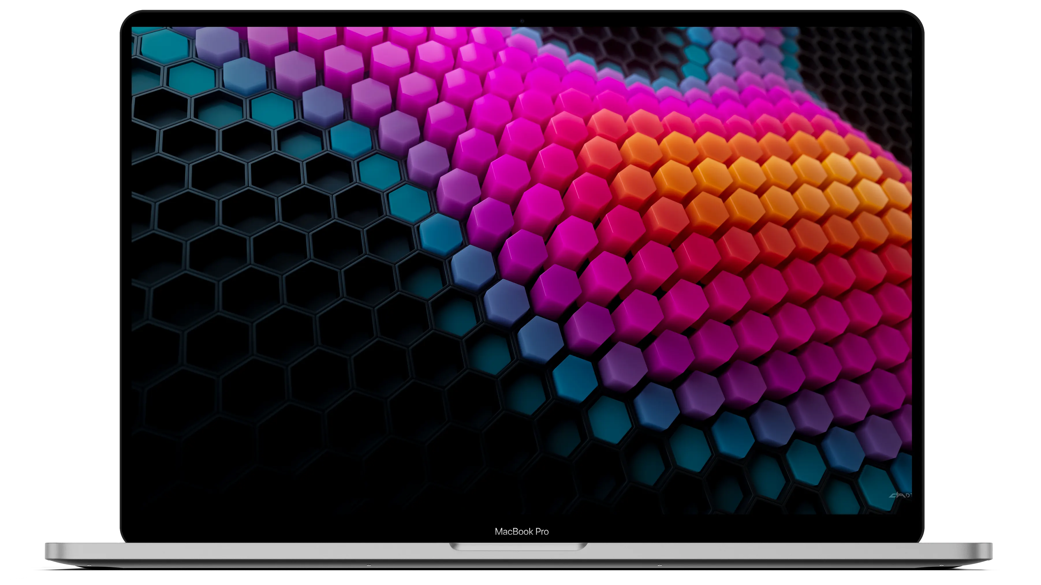 MACBOOK MOCKUP WITH A BACKGROUND WALLPAPER 4K FOR PC - HEXAGON PATTERN