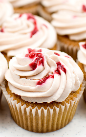 Raspberry cupcakes close up