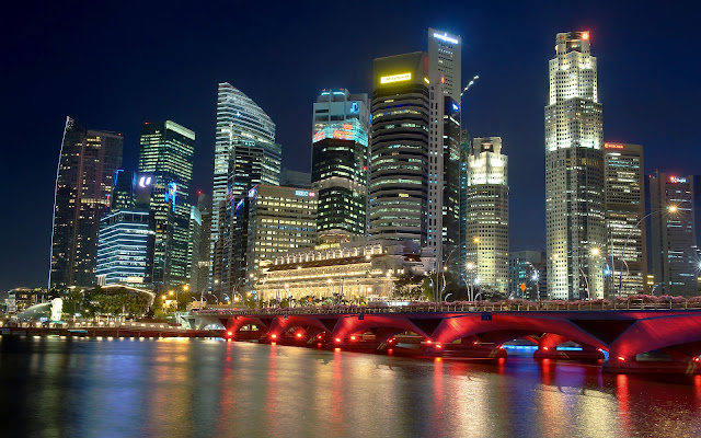 Paisajes de Ciudades: Ciudad de Singapur en la Noche