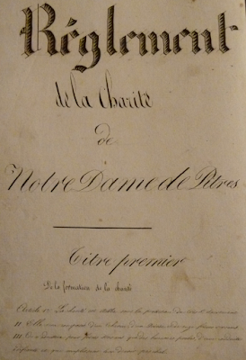 Charité de Pîtres - Règlement de 1838