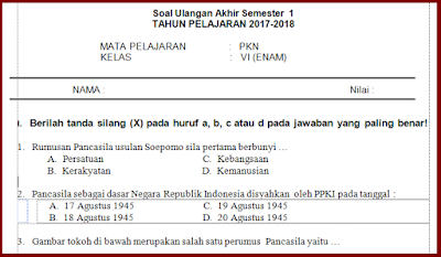 KUMPULAN SOAL UAS KELAS 6 SEMESTER 1