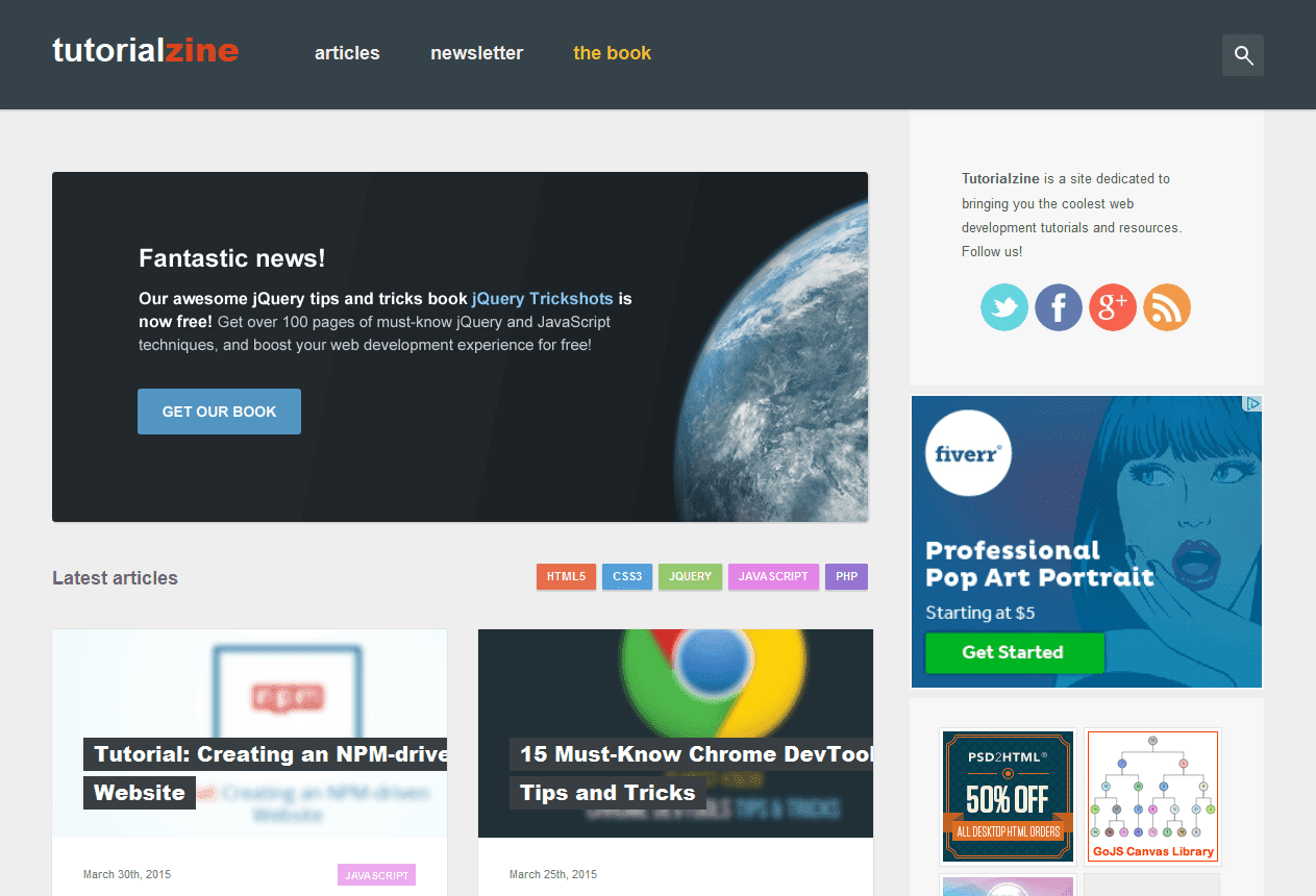 Tutorialzine is a site dedicated to bringing you the coolest web development tutorials and resources. 
