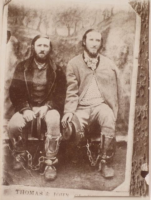 Thomas and John Clarke, bushrangers, from a photograph taken in Braidwood gaol (Thomas was shot in the arm), (copy of original albumen photoprint, May 1867)