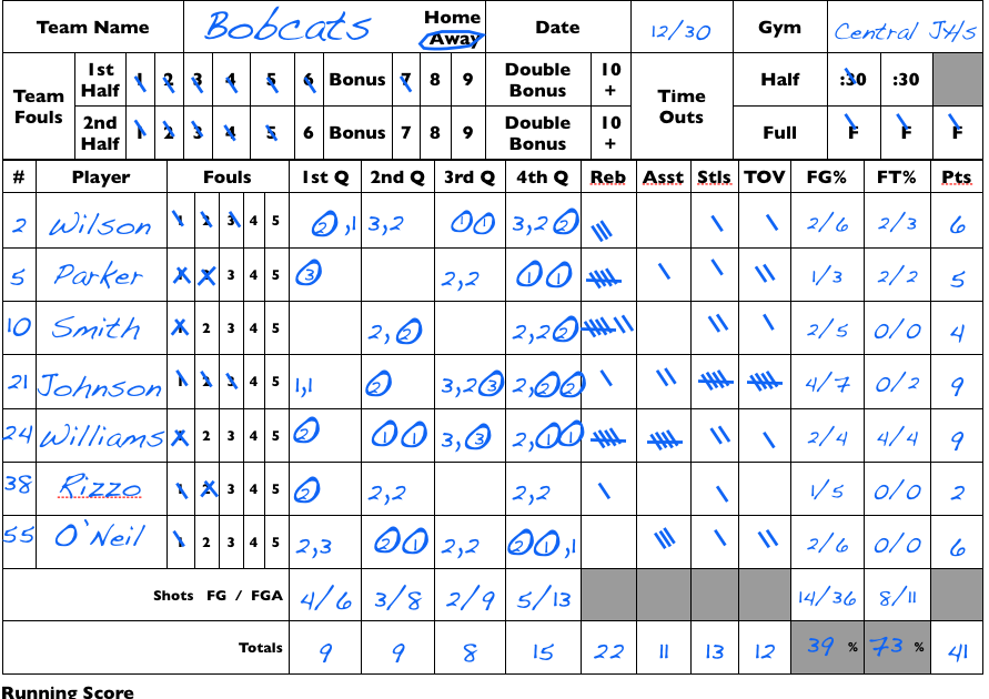 Hockey Scoresheet Excel