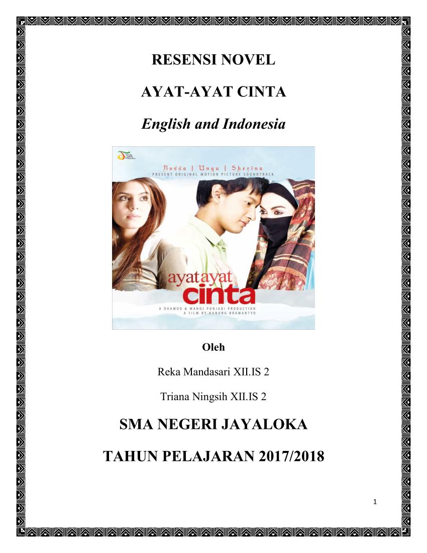 Contoh Esai Novel Ayat Ayat Cinta - Simak Gambar Berikut