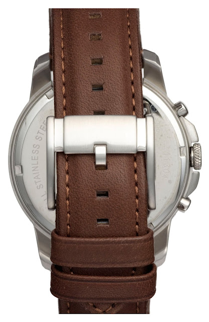  Fossil 'Grant' Round Chronograph Leather Strap Watch, 44mm