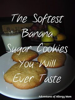The softest banana sugar cookies you will ever taste. Allergy free and Gluten-free