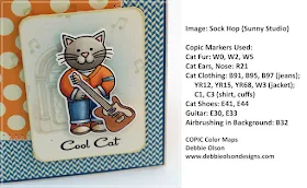 Sunny Studio Stamps: Sock Hop Cool Cat Guitar Card by Debbie Olson.