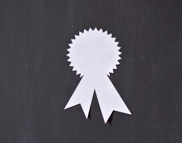white and tan kraft award ribbon sticker label