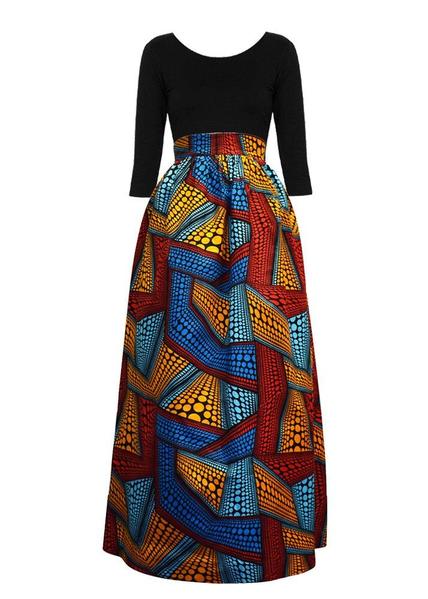 A elegante e vibrante chique africana maxi (Vermelho / Laranja / Azul), saia maxi é uma peça maravilhosa e indispensável da nossa coleção de saia. Esta maxi saia é um golpe infalível para qualquer fashionista. O padrão ousado desta maxi saia é certo para fazer você se destacar na multidão, e por todos os motivos corretos!