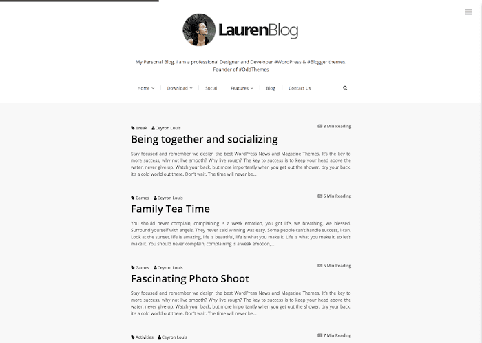 Lauren Free Blogger Template