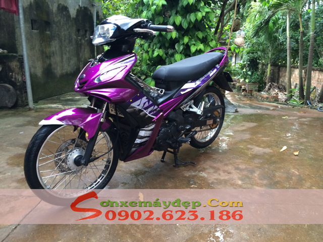 Sơn xe Exciter 2010 màu tím đen bóng bẩy