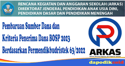 Pembaruan Sumber Dana dan Kriteria Penerima Dana BOSP 2023 berdasarkan Permendikbudristek 63/2022 Yang Dimulai Tahun 2023
