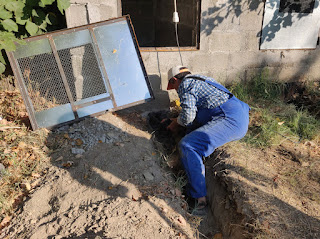 Drilling through the wall for a pipe