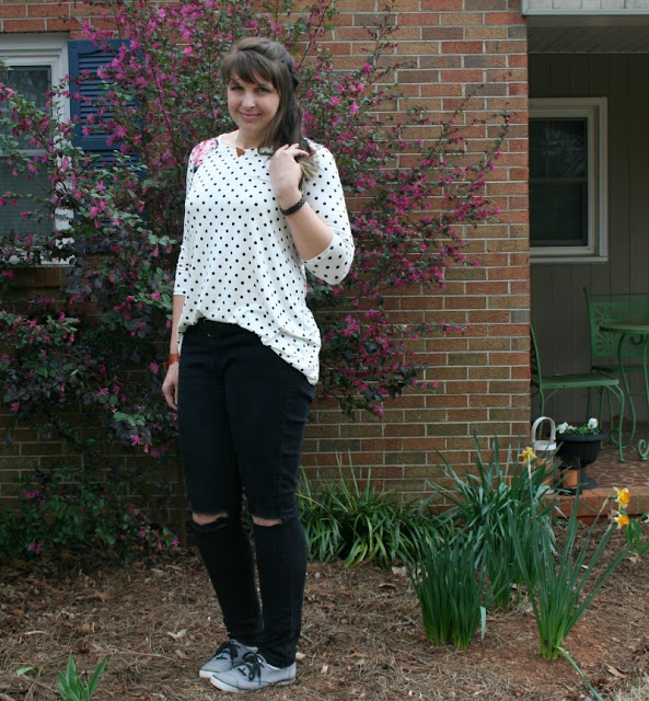 Show off your sporty side with a mixed pattern baseball tee!