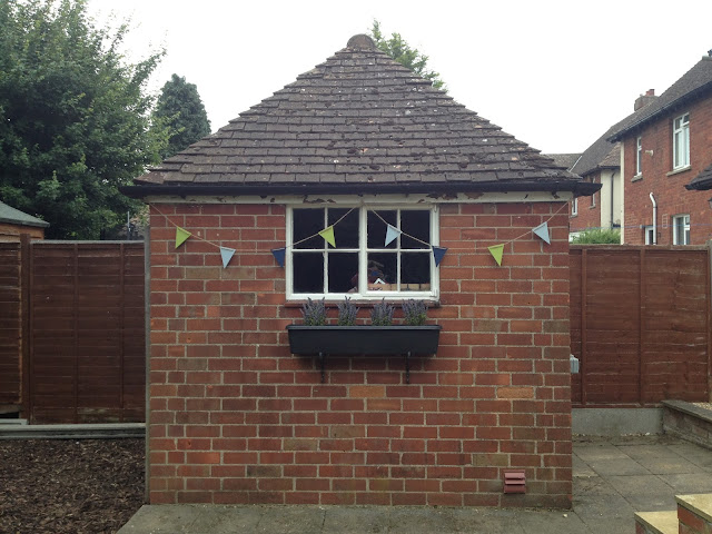 after: garden shed bunting