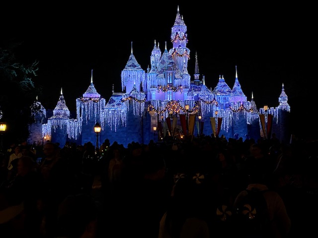 Sleeping Beauty Castle at Christmas time