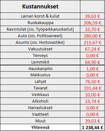 Osinkoinsinööri - Talouden seuranta