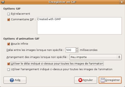 gimp enregistrement fichier animation