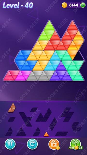 Block! Triangle Puzzle 12 Mania Level 40 Solution, Cheats, Walkthrough for Android, iPhone, iPad and iPod