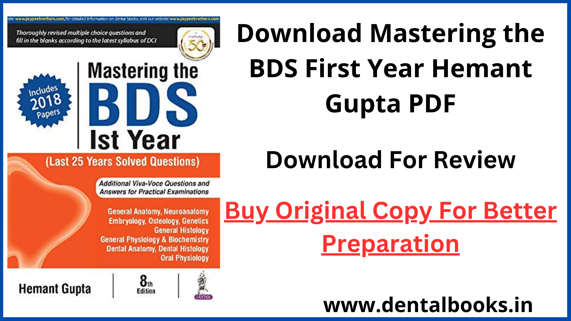 Download Mastering the BDS First Year Hemant Gupta PDF