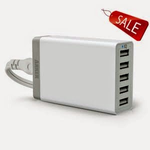 Anker® 40W 5-Port Family-Sized Desktop USB Charger with PowerIQ™ Technology for iPhone 5s 5c 5; iPad Air mini; Galaxy S5 S4; Note 3 2; the new HTC One (M8); Nexus and More (White)