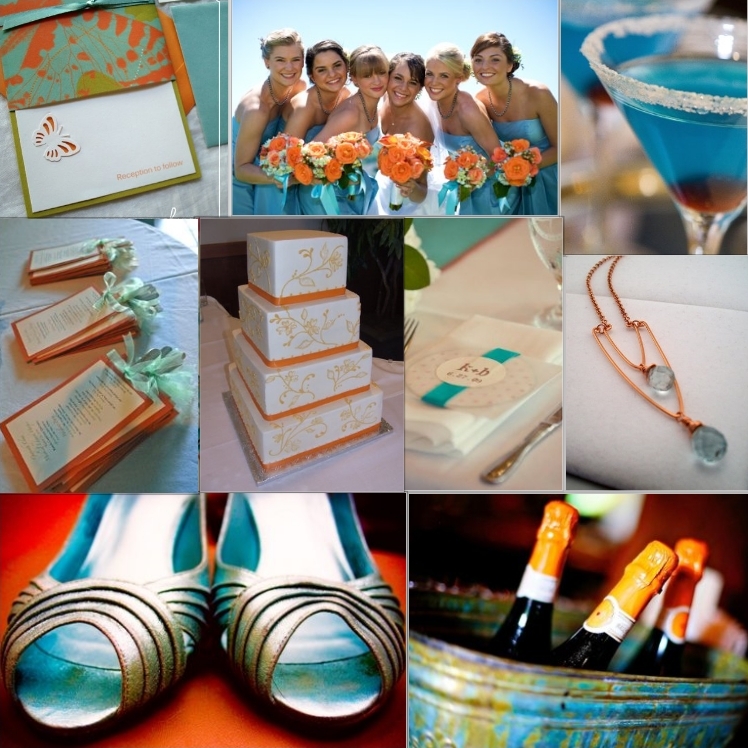 This teal and orange wedding is absolutely stunning