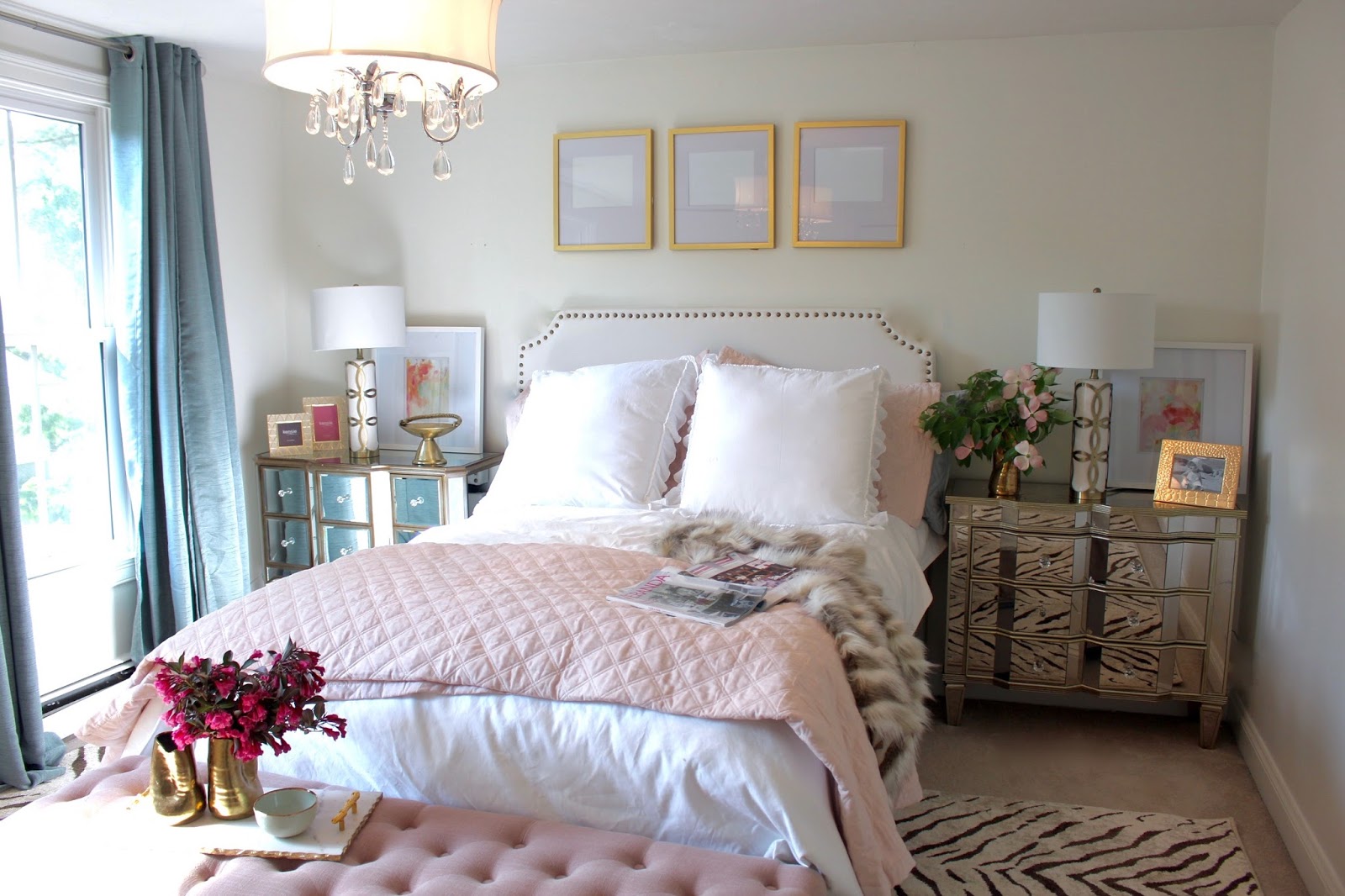 ROOM REVEAL Pink  and Gold Feminine Bedroom  My Guest Room 