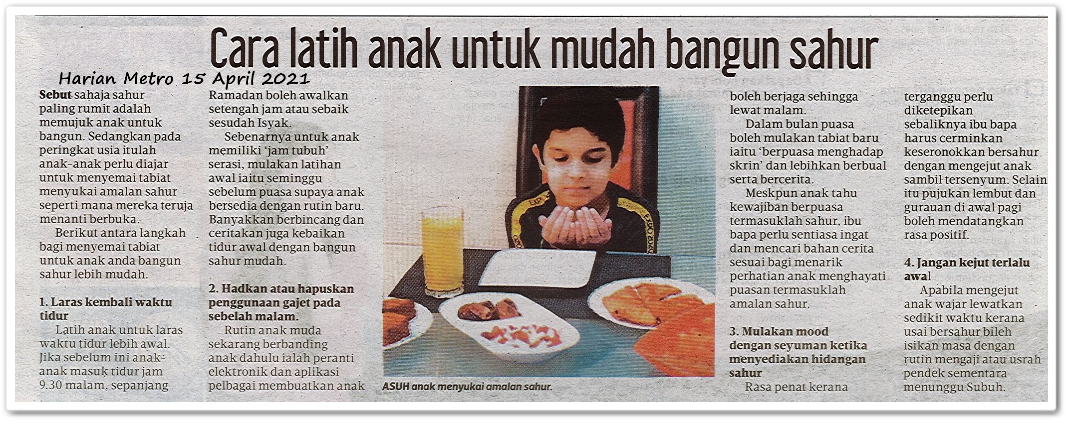 Cara latih anak untuk mudah bangun sahur