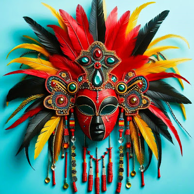 Junkanoo Mask- Red, Yellow, Black